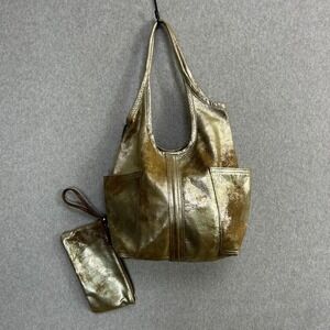 Rough & Tumble Access Sling Bag Gold Metallic Leather Hobo with Clutch Purse